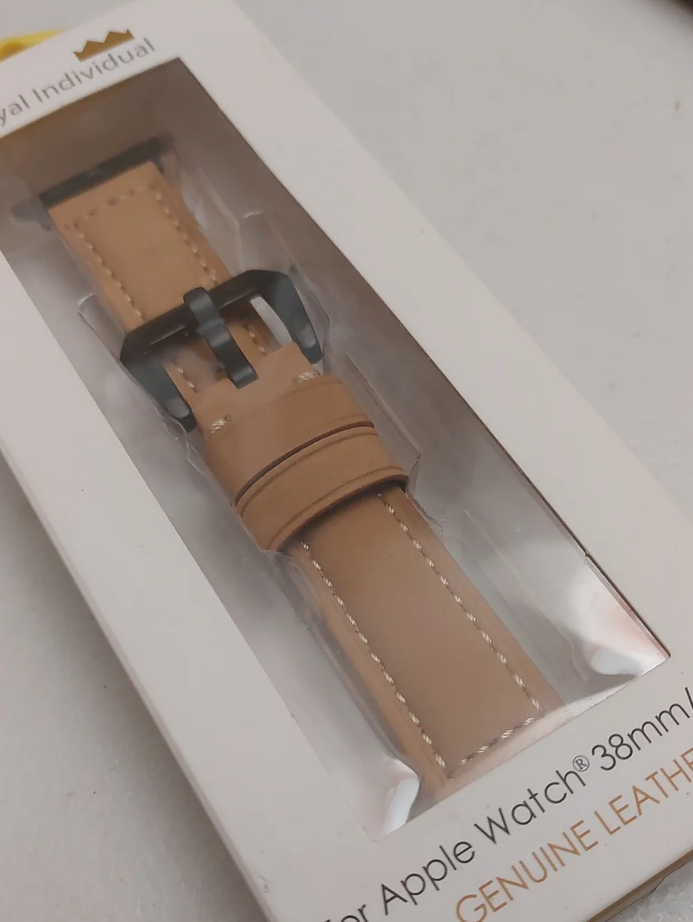 Royal Individual Genuine Leather Strap for a 38mm or 40mm Apple Watch Tan Black